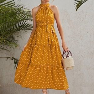 Polka Dot Halter Maternity SheIn Dress Large